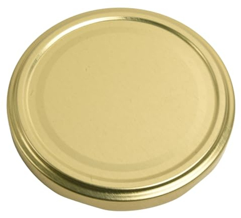 100x Glass Jar Lids Twist Off 82mm Metal Replacement Caps for Jam Honey Pickle Vegetables Fruits Plain Colors Metal Preserving Lid (Gold)