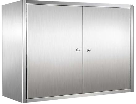 Armario de Pared de Acero Inoxidable con Puertas Armario Metalico Garaje Grande con Estantes Ajustables Capacidad de Carga 80kg Armario Pared Colgante para Cocinas, Baños, Balcones(50 * 25 * 31cm)
