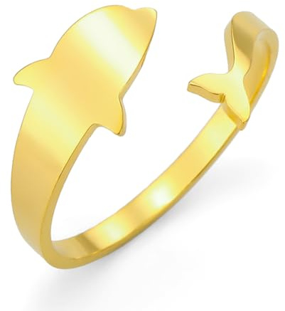 Delfinhalsband Ändra storlek Ring Rostfritt Stål Söt Hoppande Hänge Älskare Djur Boho Sommarhav Smycken För Kvinnor Män