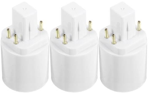 Ciieeo Convertitore Base Lampadina G24Q a E27, Set da 3 Pezzi, Attacco 4 Pin, Installazione Rapida e Semplice, per Lampade LED e Apparecchi di Illuminazione Industriale