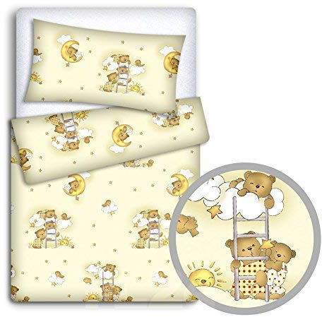 Babymam BABY BEDDING SET PILLOWCASE + DUVET COVER 2PC TO FIT JUNIOR BED (Ladder cream)