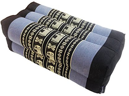 Traditional Thai Kapok Yoga Support Block Cushion Meditation Pillow size 35 x 15cm (Light Blue, Navy)