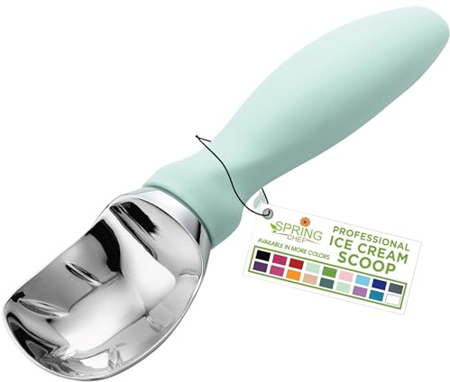 Spring Chef Heavy Duty Metal Ice Cream Scoop - Dishwasher Safe Ice Cream Scooper - Commercial Icecream Scoop Spade - Professional Kitchen Gadgets for Gelato, Melon, Sundae - Cookie Spoon - Mint