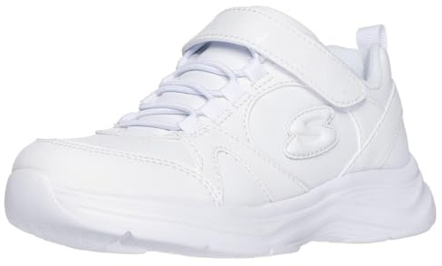 Skechers Girl's Glimmer Kicks - School Struts Sneaker Sneaker, White, 12 Little Kid