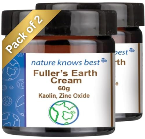 Fullers Earth Cream - Natural Face & Body Moisturiser with Fullers Earth & Zinc Oxide Cream for Radiant Skin - by Power Health (2x60g)