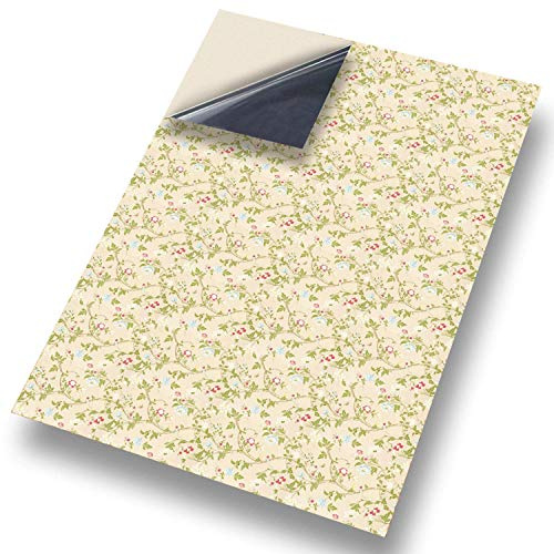 Stick & Go Self Adhesive Dolls House Wallpaper 1/12th Scale Vinyl Sheets | Floral Print On Stone No 18