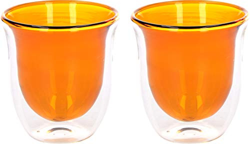 La Cafetière Core Double Wall Coffee Glasses, Borosilicate Glass, Amber, 19 ml, 2 Piece Glass Coffee Cup Set