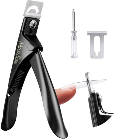 MELODYSUSIE Nail Clippers Tip Cutters for Acrylic False Fake Gel Artificial Nails Rustproof Sharp Professional Manicure Pedicure Trimmer Nail Care Tools, Black