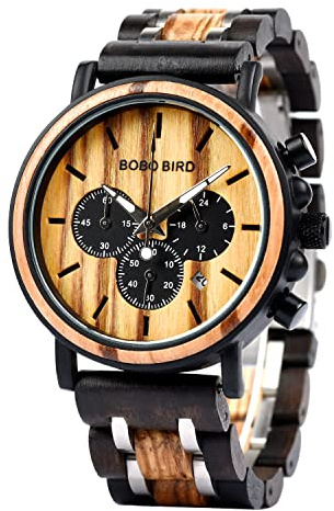 BOBO BIRD Mens Wooden Watches Luxury Lightweight Wood Watch Multi-Functional Display Men's Timepieces