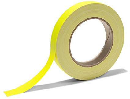Modulor Gewebeband Gaffa, 19 mm x 25 m, Neongelb Matt | PE-beschichtetes Gewebe mit stark haftendem Kautschuk-Klebstoff; Neonfarbe für Markierung, Bühne, Atelier und Werkstatt