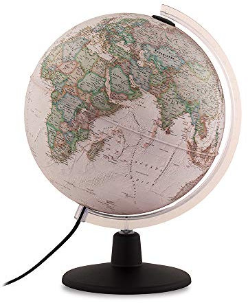 TECNODIDATTICA – Globo Terráqueo NATGEO Executive 30 | Cartografía Físico-Política oficial National Geographic Executive al estilo antiguo | Iluminado y giratorio | Texto en Español | Diámetro 30 cm