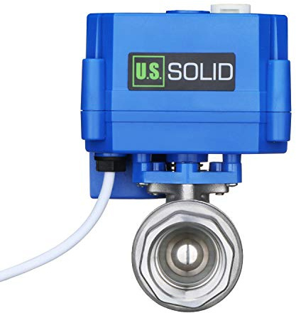 U.S. Solid 3/4 Acero Inoxidable Válvula Motorizada con función manual, 9-24 V AC/DC, 2 Vias Válvula de bola electrica, 2 Cables, Regreso Automatico