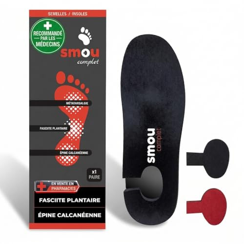 Plantillas fascitis plantar SMOU Complet – Alivio Dolor Talón, Espolón Calcáneo y Metatarsalgia – Soporte Arco Plantar & Corrección Pisada – Plantilla Ortopédica Hombre y Mujer Uso Diario
