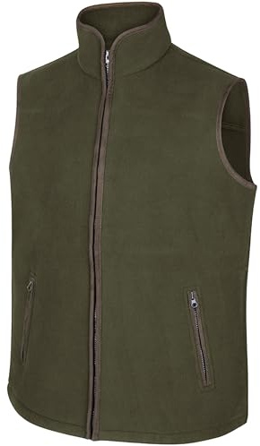 Hoggs of Fife Woodhall Fleece Mens Gilet body warmer mens fleece waistcoat/sleeveless vest, Full zip and zipped pockets - Green - Medium