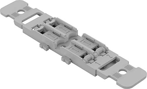 WAGO Befestigungsadapter 221-2502 | Befestigungs-Adapter mit Zugentlastung der Serie 221, 2-fach für Durchgangsverbinder mit Hebel, 5 Stück, für Schraubbefestigung, grau
