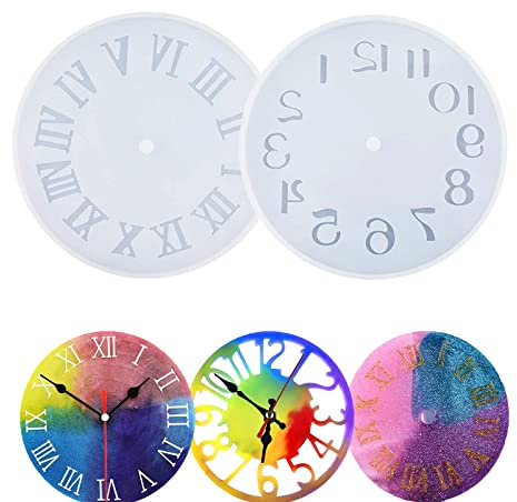2 Pcs Molde de Resina de Reloj,Molde de Silicona de Resina de Números Romanos,para reloj de bricolaje manualidades para Decoración del Hogar