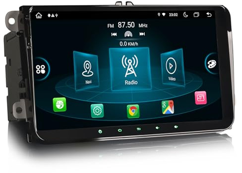 Erisin 9 Inch 8-Core 4GB+64GB Android 14 Car Stereo with Sat Nav for VW Polo Passat Golf MK 5/6 T5 Caddy Tiguan Seat Leon CarPlay Android Auto Bluetooth DSP DAB+OBD2 OPS WiFi DVR USB Canbus Head Unit