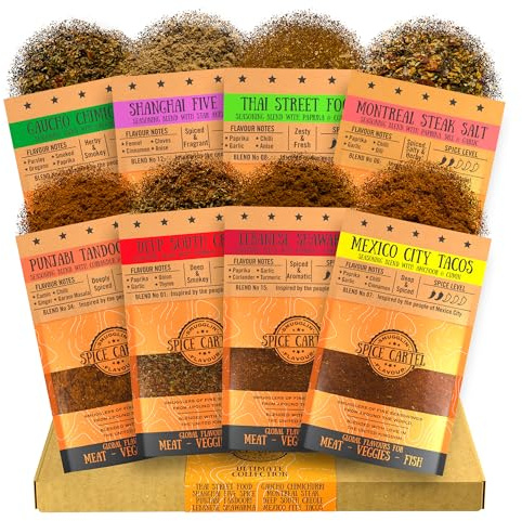 Spice Cartel's Ultimate Selection Gift Box of 8 of Our Classic Blends. Gift Box Bundle for The Spice Lover in Your Life! 8 Individual Blends.