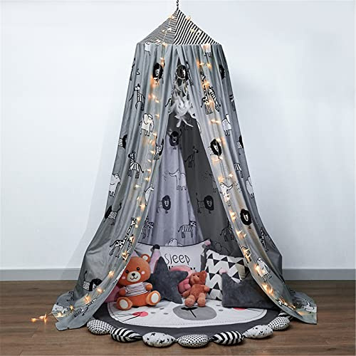 Baby Baldachin Betthimmel, Kinder Babybett Betthimmel, Hängendes Kuppel Mückennetz Prinzessin Prinz Spielzelte Dekoration für Bett und Schlafzimmer (Grau)