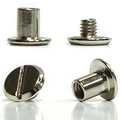 10 Stück Gürtelschrauben 6mm Füllhöhe in Premiumqualität, Buchschrauben Chicagoschrauben Schrauben für Leder und sonstige Verbindungen, Farbe silber