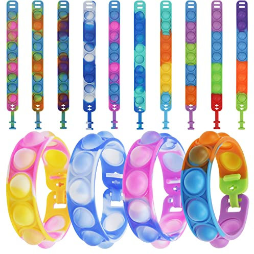 10 Stück Popit Armband Set, Bubble Fidget Armband Spielzeug, Zappelspielzeug Armbänder, Stress Silikonarmband, Für Kinder Erwachsene
