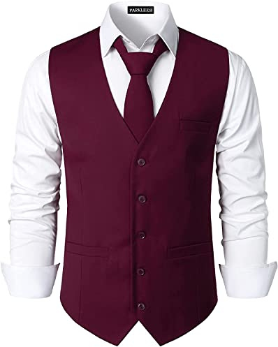 PARKLEES Gilet de smoking pour homme, style hipster, style urbain, affaires, formel, coupe ajustée