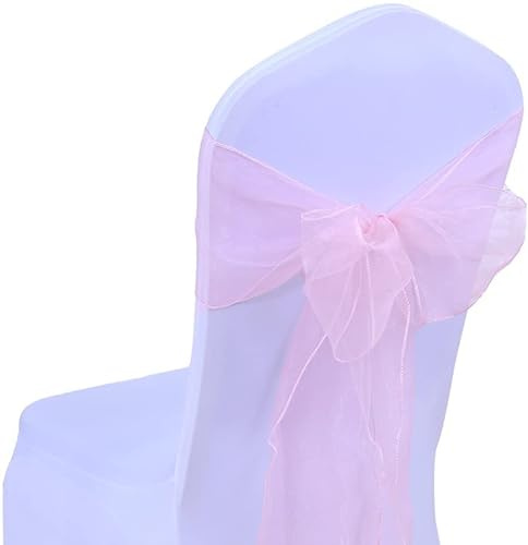 JIUERYY 100 Stück Bänder aus Organza, Stuhlschleifen, für Hochzeit, Dekoration, Zeremonie, Party, Event, Geburtstag, 17 x 275 cm, Hellrosa