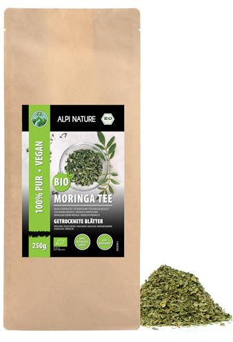 Alpi Nature Moringa BIO Tisane 250g, bio Moringa Feuilles Séchées et Coupées, Thé en Vrac