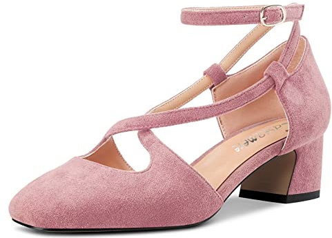 Castamere Femmes Mi Bloc Chunky Talon Heel Carré Bout Lanières Croisées Escarpins Party Cute Chaussures