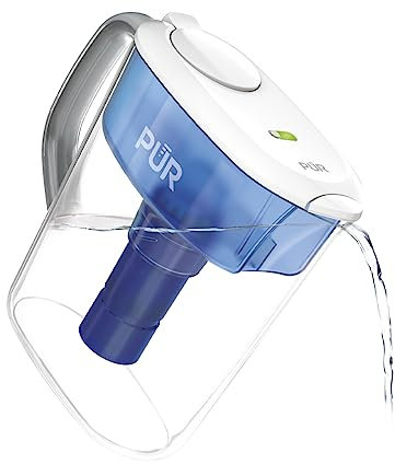 PUR PLUS - Jarra de filtro de agua de 11 tazas con 1 filtro PUR PLUS auténtico, capacidad de 11 tazas, color blanco (PPT110WA)