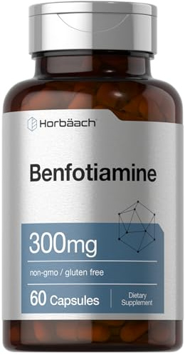 Horbaach Benfotiamine 300mg | 60 Capsules | Vitamin B1 Thiamine | Non-GMO & Gluten Free Supplement