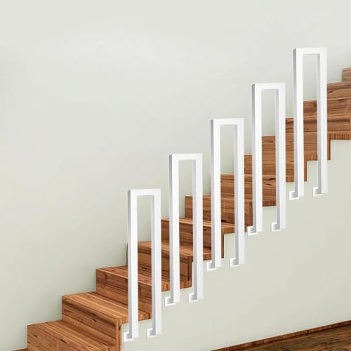 T-ZBDZ Ringhiera per Scale Interne a u, Corrimano per Scale Interne, Ringhiera a forma di u in Ferro, Parapetto Scala Esterni, per Corridoio Ingresso Terrazza, Bianco (Montaggio Laterale, 100cm)