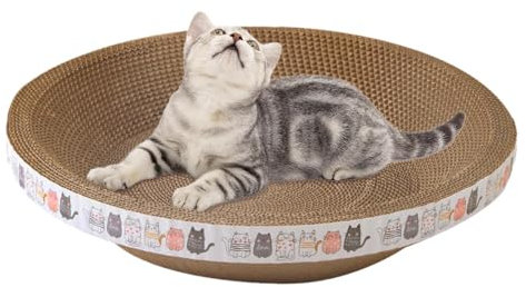 Katzen Kratzbrett, Wellpappe Kratzmatten, Qualitäts-Pappe Kratzpad, Kratzpads Beidseitig Erhältlich, Rund/Ovales Katzenkratzbretter Schüssel Nest Kratzpappe Für Katzen, Katzen Kratzbrett Kratzpappe