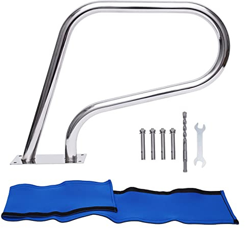 Schwimmbad Handlauf Edelstahl 81x58cm Pool Haltegriff Griffbogen 120kg Tragbar Einstiegshilfe Pool Kurven-Design mit Griffabdeckung für Schwimmbäder Schräglagen Spa Wasserpark