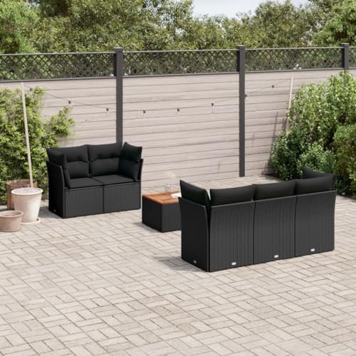 SECOLI Gartenmöbel-Set, Balkonmöbel aus PE-Polyrattan, Terrassenmöbel, Ecksofa Garten Balkonlounge Polyrattan Lounge Gartenlounge Terrassenmöbel Schwarz 6-tlg-Type-220
