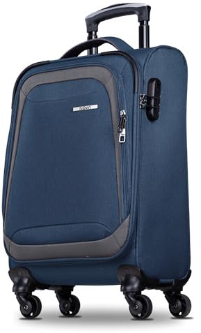 NOWI Korfu Weichschalen Trolley M – Leichter Stoff Koffer 30L mit 4 Rollen & Zahlenschloss | Handgepäck Koffer 55x40x20 cm für Damen & Herren (blau, M)