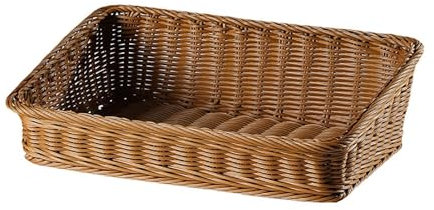 Cestini in vimini in rattan, contenitore rettangolare intrecciato a mano, per frutta, tè, snack, pane, picnic, cosmetici, da cucina, organizer per la casa, 40 x 30 x 12 cm