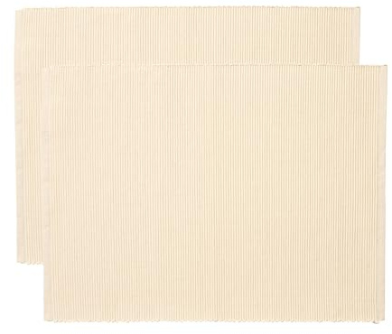 LINUM Uni 2-er Pack Tischsets für Esstisch 35x46 cm, 100% Gerippte Baumwolle, Maschinenwaschbar, Cremebeige