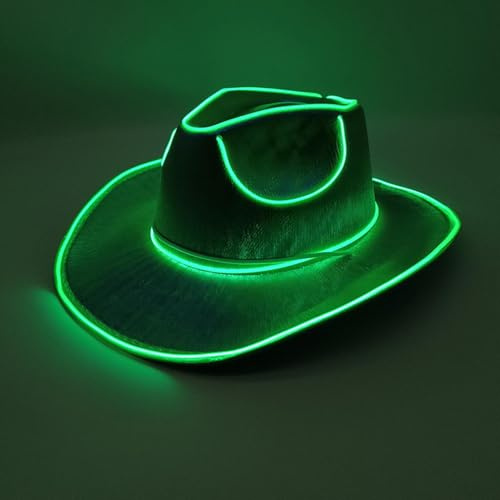 Generico Cappello Da Cowboy A LED, Cappelli Da Cowgirl Scintillanti, Cappello Da Cowboy Luminoso Per Donna E Uomo, Cappelli Luminosi Con Glitter Al Neon Per Feste Di Halloween In Discoteca