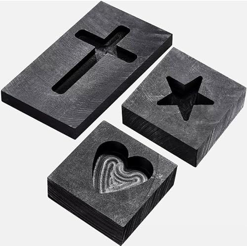 EatingBiting 3pcs Heart Star Cross Graphite Casting Ingot Mold Metal Refining Scrap Melting Casting Refining Scrap Ingot for Jeweler Tools