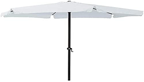 bricoleva.it Ombrellone da Giardino con Struttura in Acciaio e Manovella, Copertura in Poliestere Impermeabile e Resistente ai Raggi UV, Ideale per Esterni, Terrazzo e Balcone (Tondo 3x2,4h, Bianco)
