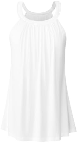 Vislivin Womens Tank Tops with Built in Bra Halter Neck Vest Tops Loose Fitting Camisole S-XXXL
