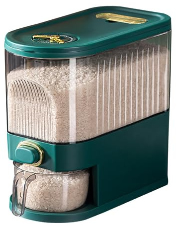 Rice Dispenser | Food Storage Container with Measuring Cup,Airtight Rice Storage Barrel with Time Pointer, Cereal Dry Food Container, Kitchen Pantry Organization