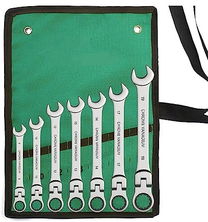 LIUCHUCHU Set Chiavi Inglese Chiave a cricchetto combinata, con Testa Flessibile, Strumento a cricchetto a Doppio Scopo, Set Combinato a cricchetto. Utensili manuali for Auto Chiavi Inglese(7pcs)