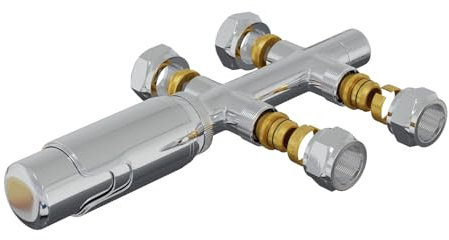 HAGO 24 | Termostato termosifone | Regolatore radiatore bagno | raccordo cromato | Multiblock due tubi | 50 mm attacco centrale | controllo riscaldamento | protezione antigelo