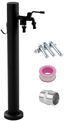 DJJYCTNM Colonna d'Acqua Quadrata da Giardino in Acciaio Inossidabile per Esterni, Fontana Decorativa con Rubinetto, Colonna d'Acqua retrò per Giardino(80cm/31.5in)
