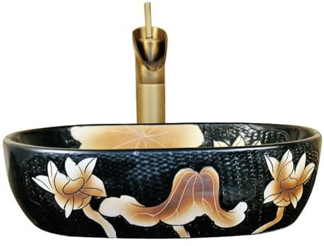 uadyie Lavandino da Bagno Lavabo da Esterno in Pietra Imitazione retrò da appoggio Lavabo Singolo Lavabo in Ceramica Lavabo for terrazza Piscina for Balcone Lavandino da Bagno da Appoggio