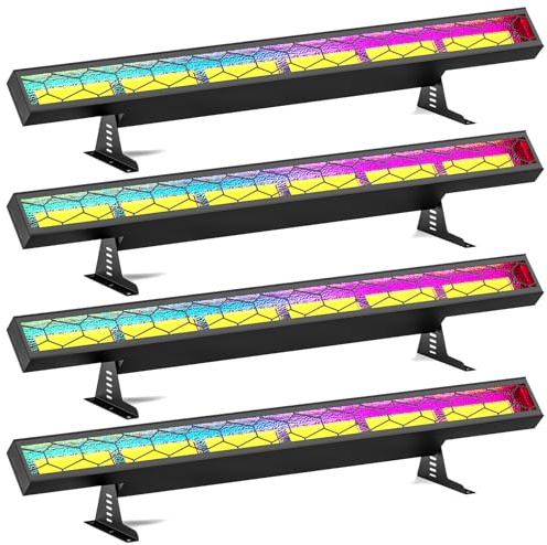 U`King 4 pièces 450W LED RGBW Projecteur 6 COB RGB Exterieur Lumière de Scène Stroboscope avec DMX contrôle Barre Wallwasher pour Fête Patio Jardin plein air