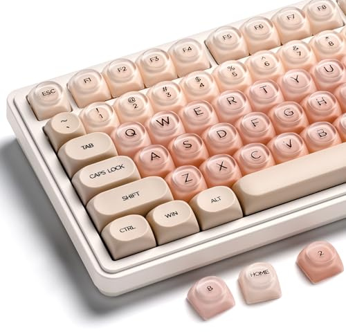 OHY Jelly Keycaps, XVX HOA Profile 132-Key PBT+PC Shine-Through Keycap Set, Cute Custom Gradient Keycaps for Mechanical Keyboards with MX Switches - Flesh Pink (Only Keycap, No Keyboard)