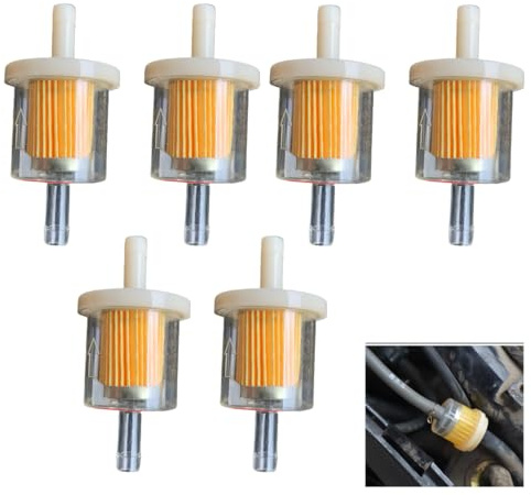 Filtres à Essence de 8 mm - Lot de 6 Filtres à Carburant Transparent pour Moto, Bateau, Quad, Cyclomoteur et Tondeuse à Gazon - Raccord de Filtre à Carburant de Qualité Supérieure